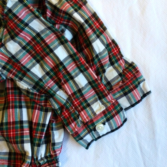 carter's christmas plaid collared button down bodysuit diaper shirt 3 months - Picture 4 of 6